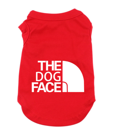 Cotton Pet Tank Top – red pet tank top with 'The Dog Face' logo on a white background