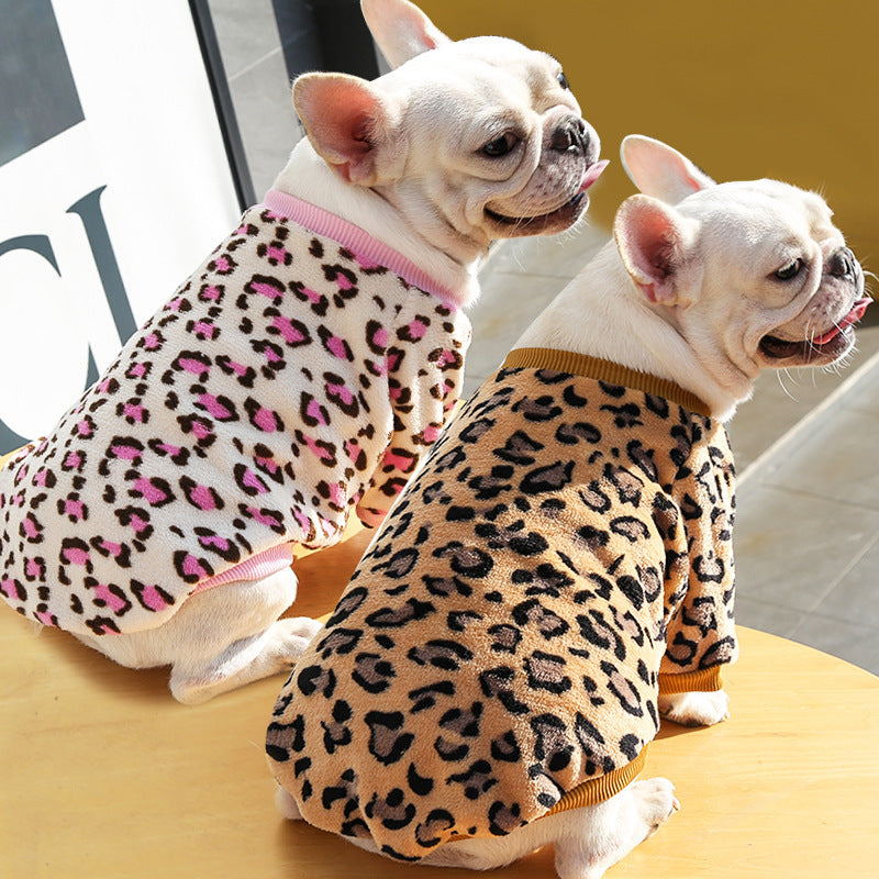 Leopard Fleece Dog Pajamas – Cozy Leopard Print Pullover