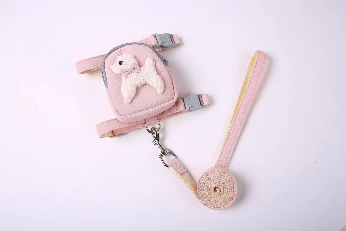 Teddy Bear Dog Backpack Harness & Leash Set