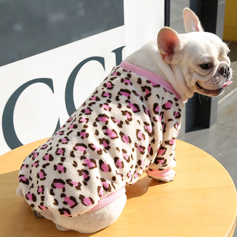 Leopard Fleece Dog Pajamas – Cozy Leopard Print Pullover