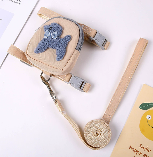Teddy Bear Dog Backpack Harness & Leash Set