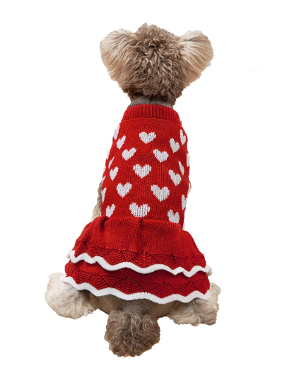 Festive Red Dog Sweater Dress – Holiday Knit Dog Dress