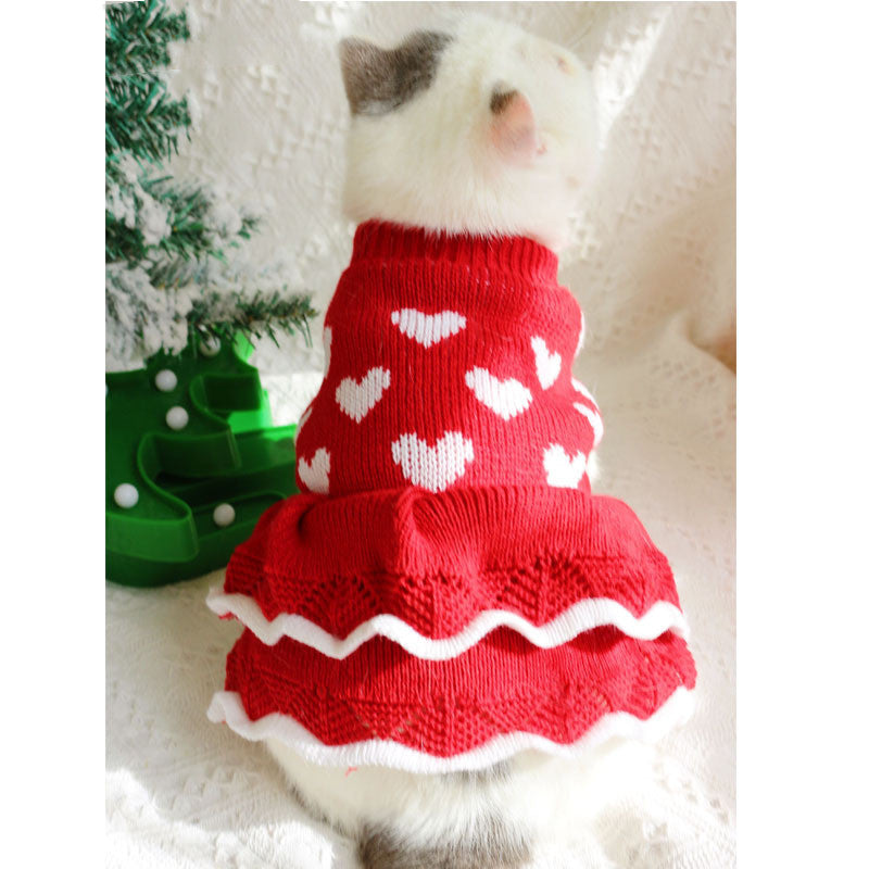 Festive Red Dog Sweater Dress – Holiday Knit Dog Dress