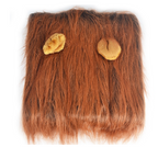 Lion Mane Dog Costume – furry brown fabric with gold buttons on a white background