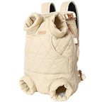 Front-Carry Pet Sling – beige quilted pet carrier backpack on a white background