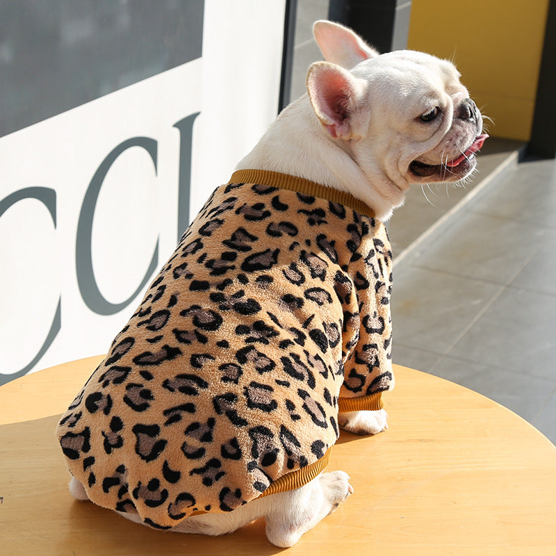 Leopard Fleece Dog Pajamas – Cozy Leopard Print Pullover