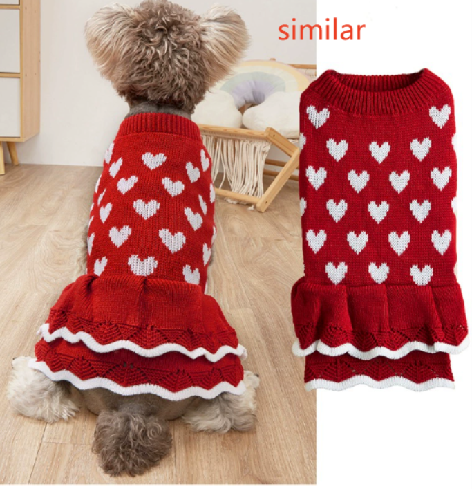 Festive Red Dog Sweater Dress – Holiday Knit Dog Dress