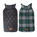 Reversible Plaid Dog Jacket – Two-in-One Winter Coat