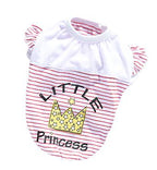 Striped Small Dog Shirt – red and white striped sleeveless dog shirt with Little Princess crown print