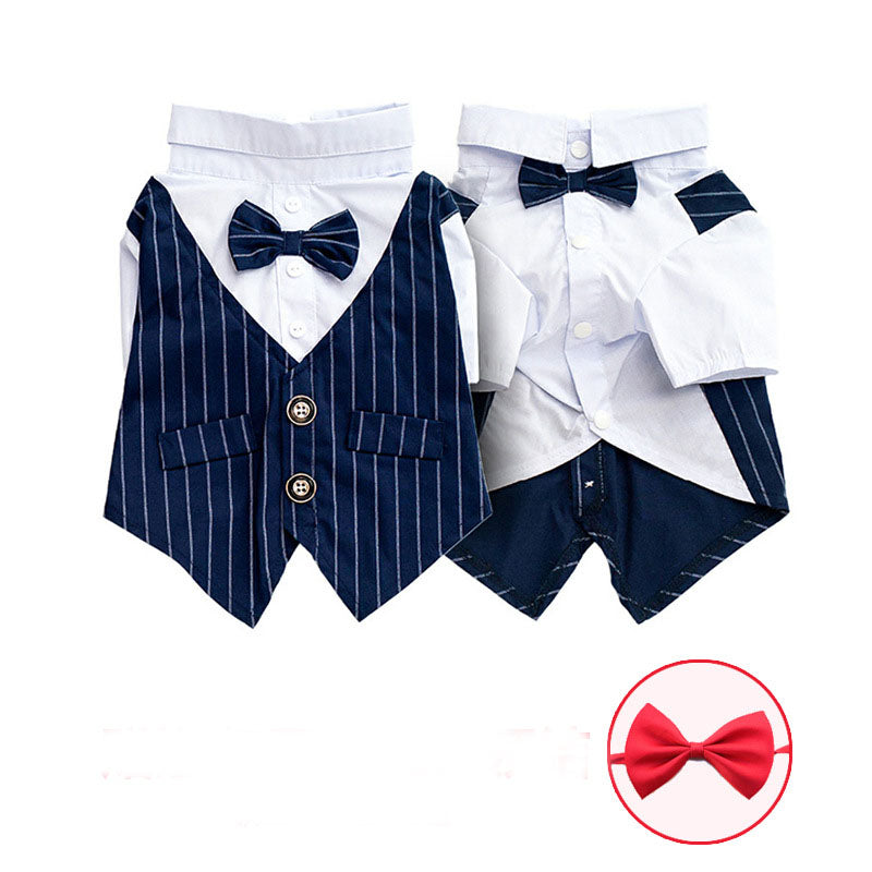 Everyday Dog Shirt – dog outfit with vest, shirt, and bow tie on a white background
